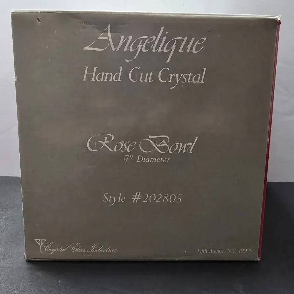 Angelique Crystal Clear Industries Hand Cut Crystal Rose Bowl Romania 8